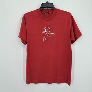 Vintage Boston Swan Tshirt‎ Mens M Red Minimalist Streetwear Masshole Tourism